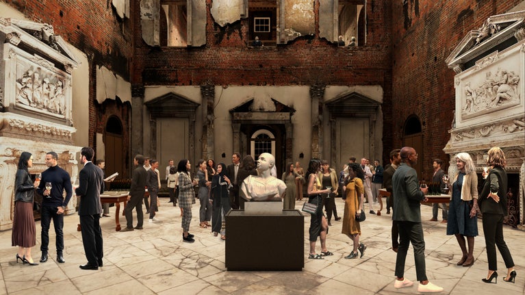 Artists impression of the Marble Hall at night